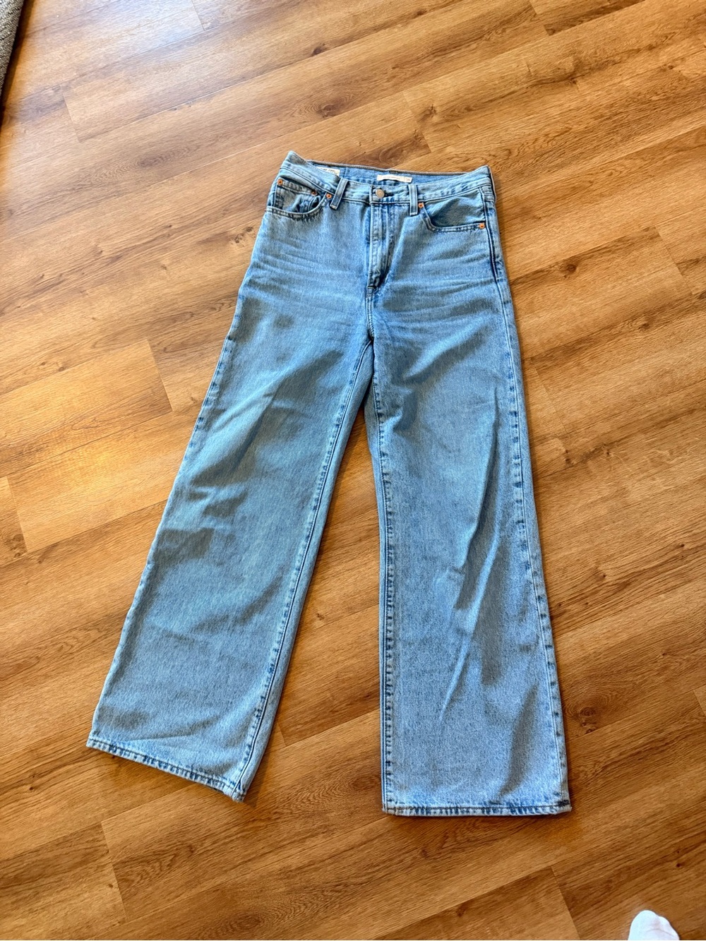 Levi's Light Blue Flare Ribcage Wide Leg Jeans